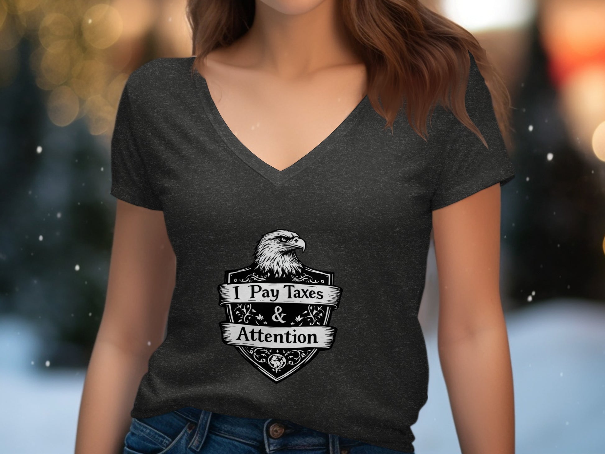 I Pay Taxes and Attention Funny V-Neck T-Shirt product type
