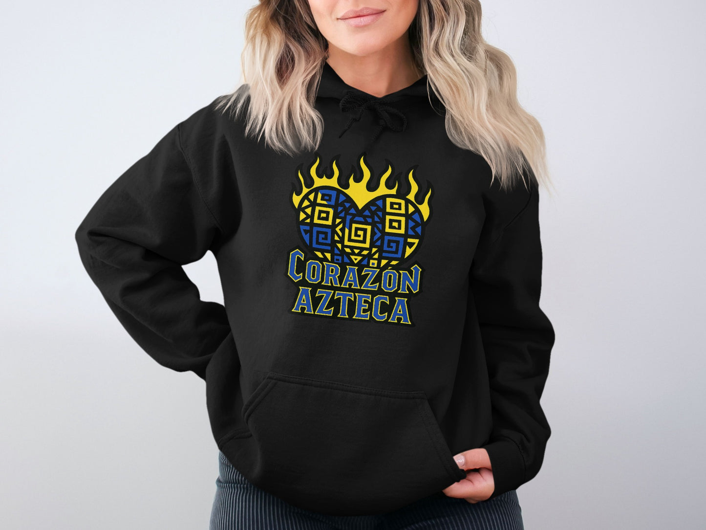Corazon Azteca Heart Design Black Hoodie product type