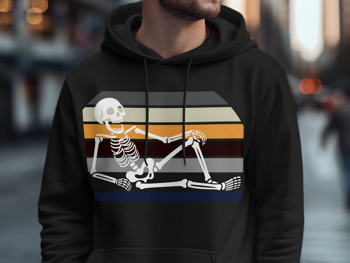 Retro Skeleton Graphic Black Hooded Product