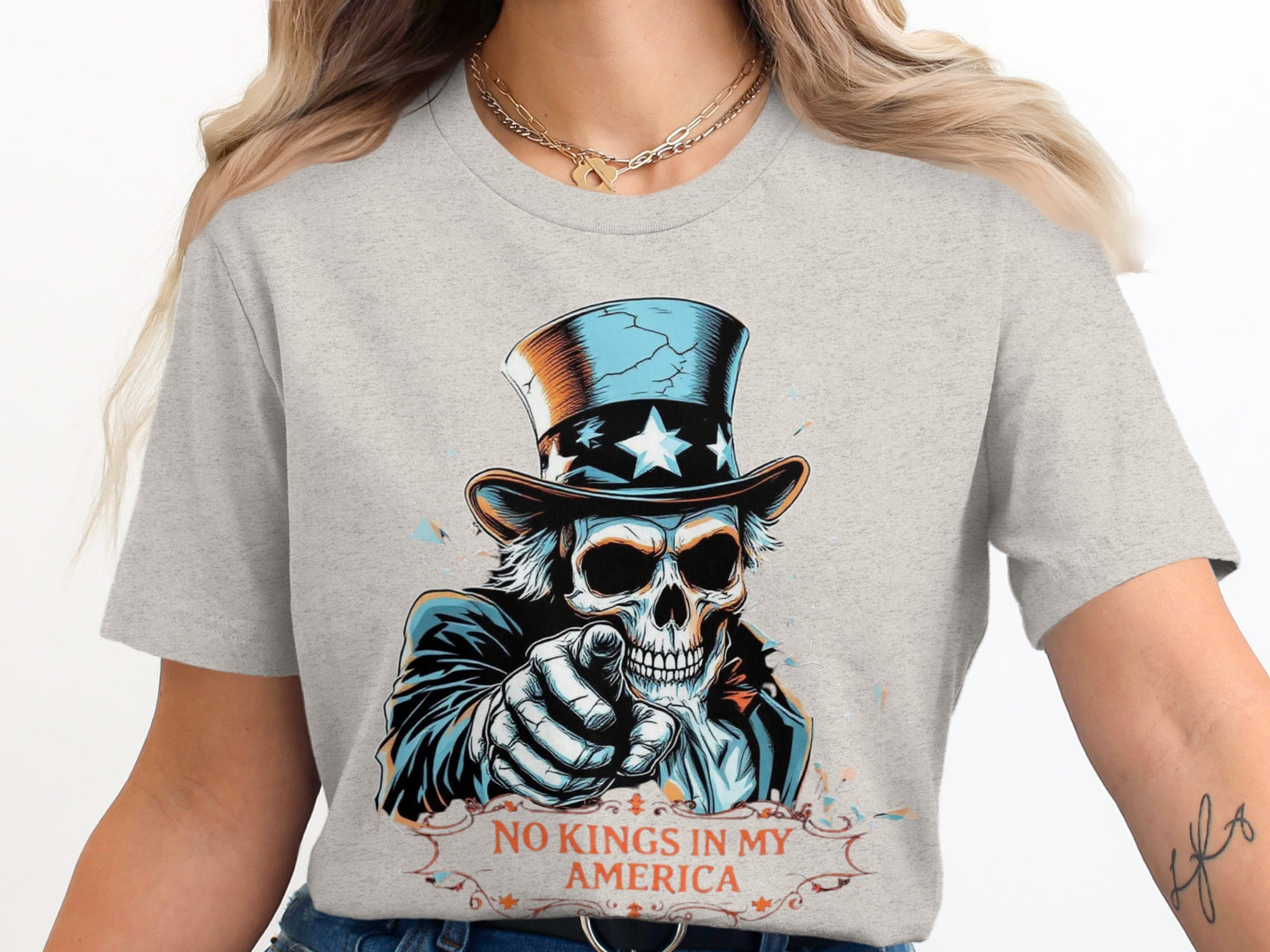 No Kings In My America Vintage Skeleton Shirt product