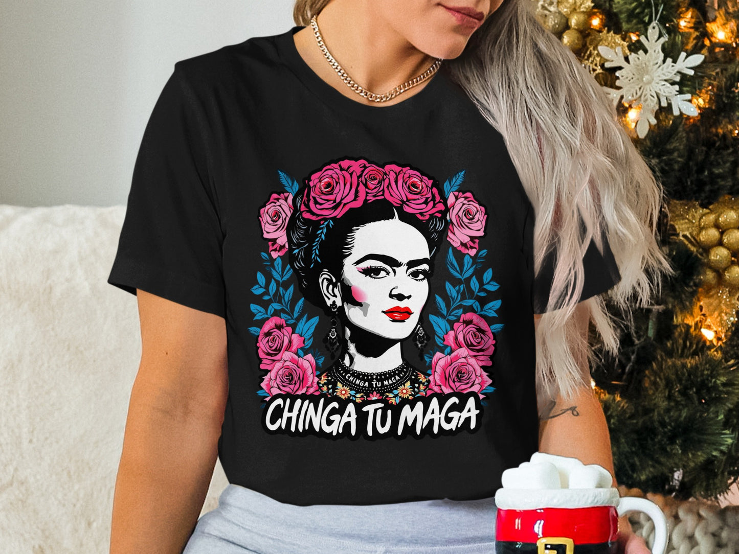 Frida Kahlo Graphic Tee With Chinga Tu Maga Text