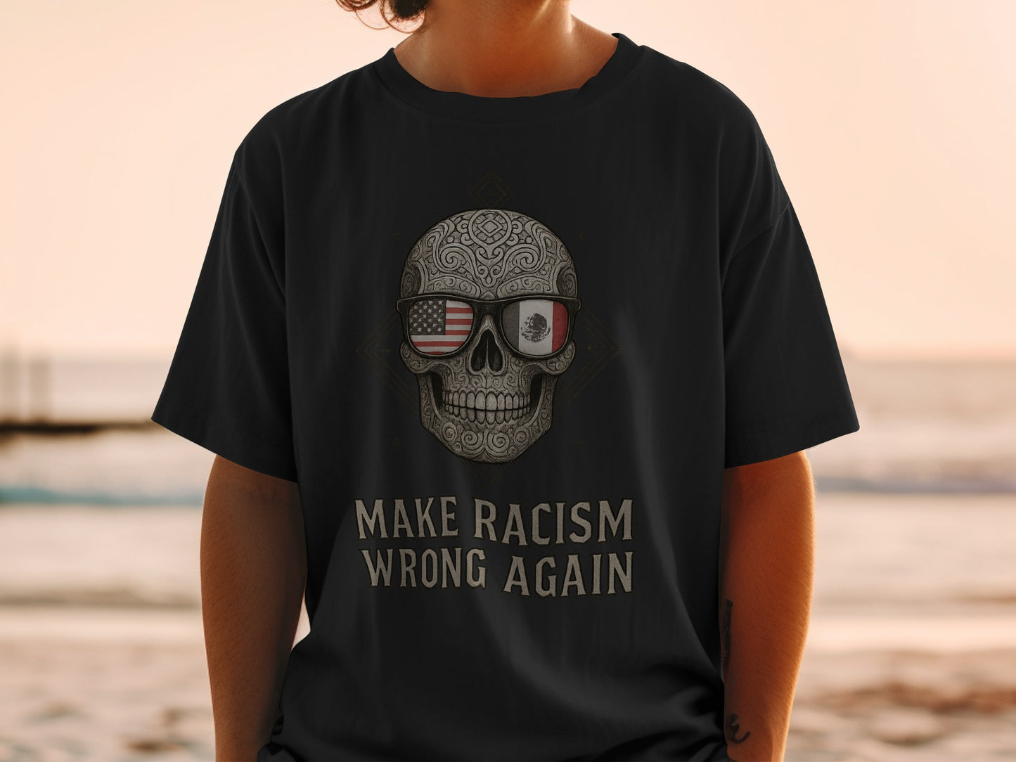 Make Racism Wrong Again Skull Graphic T-shirt