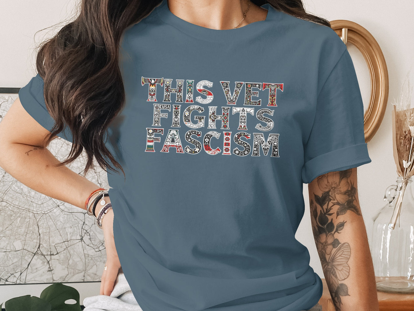 This Vet Fights Fascism Graphic T-Shirt product