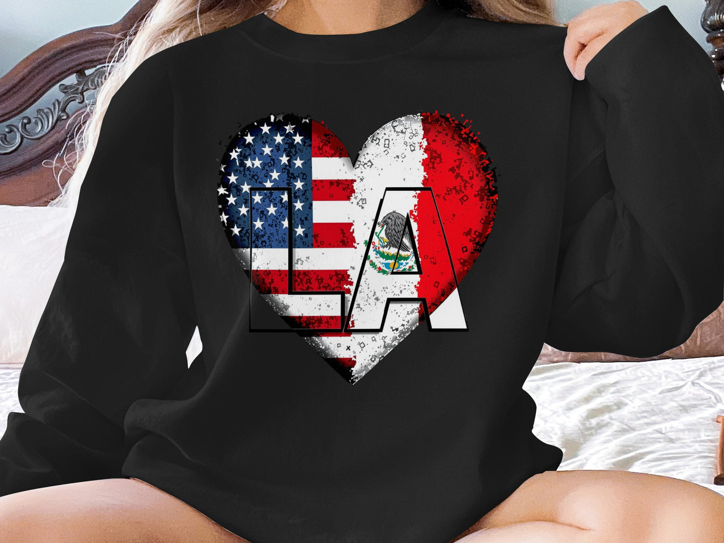 Stylish LA Heart Flag Graphic Design Sweatshirt Product