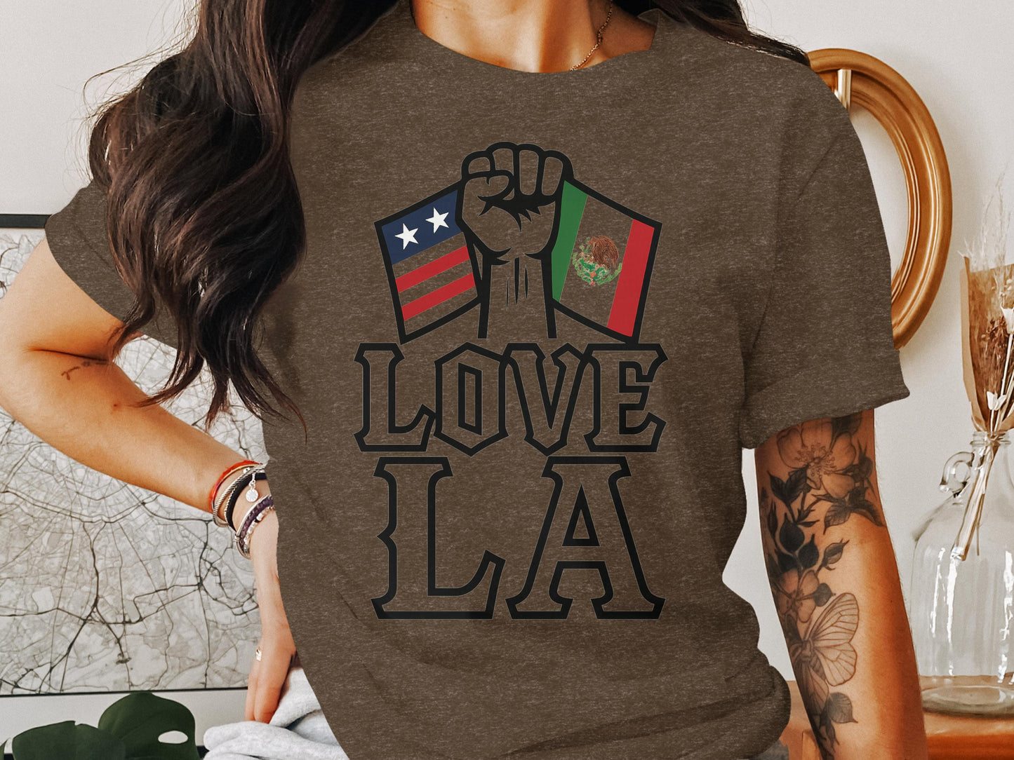 Love LA Flag Design Graphic Tee Shirt product type