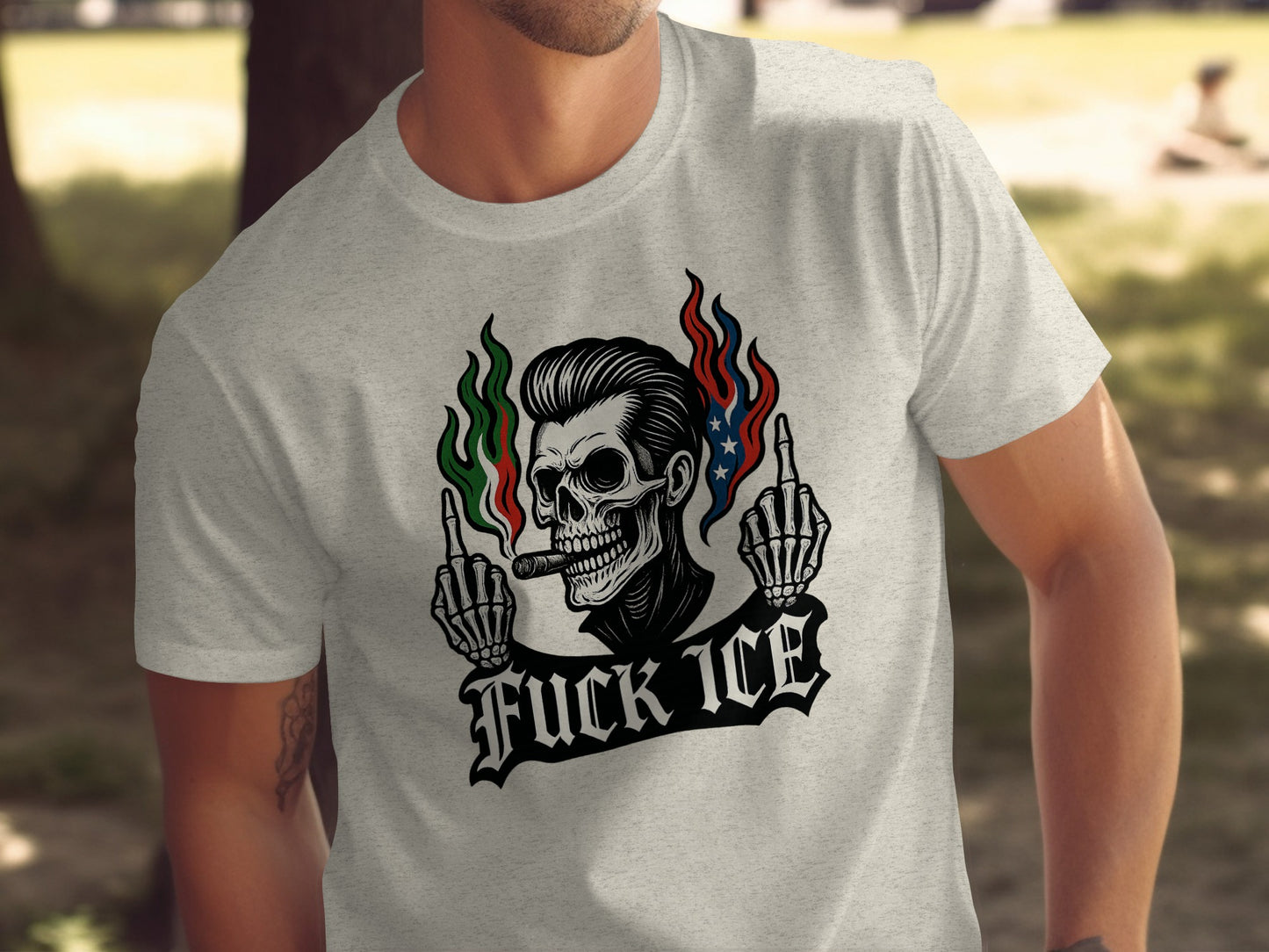 Skull Design with Middle Fingers Graphic T-shirt Product