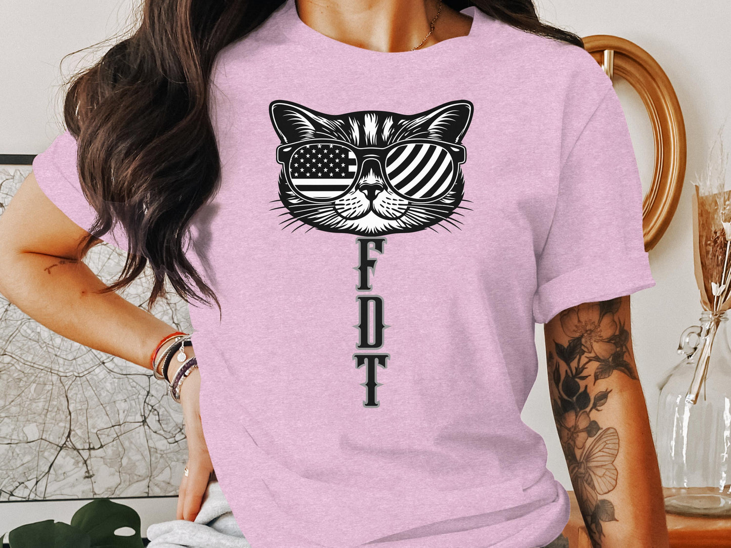 Trendy Graphic Cat with Sunglasses T-shirt product type