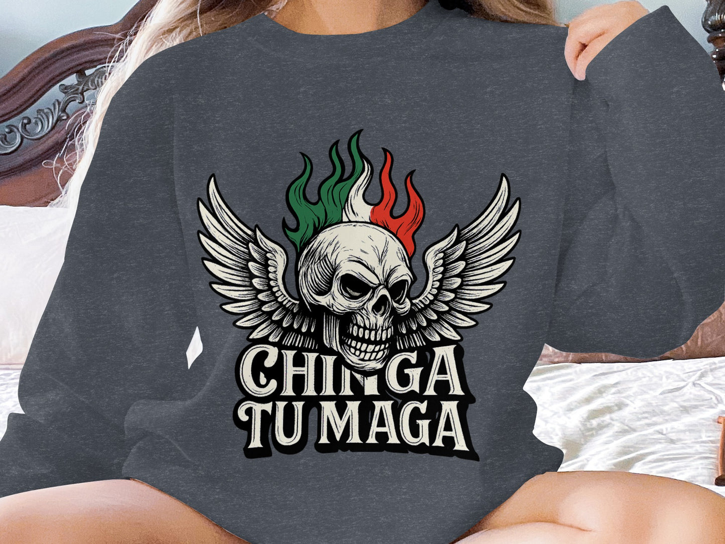 Skull with Wings Graphic Long Sleeve Shirt product