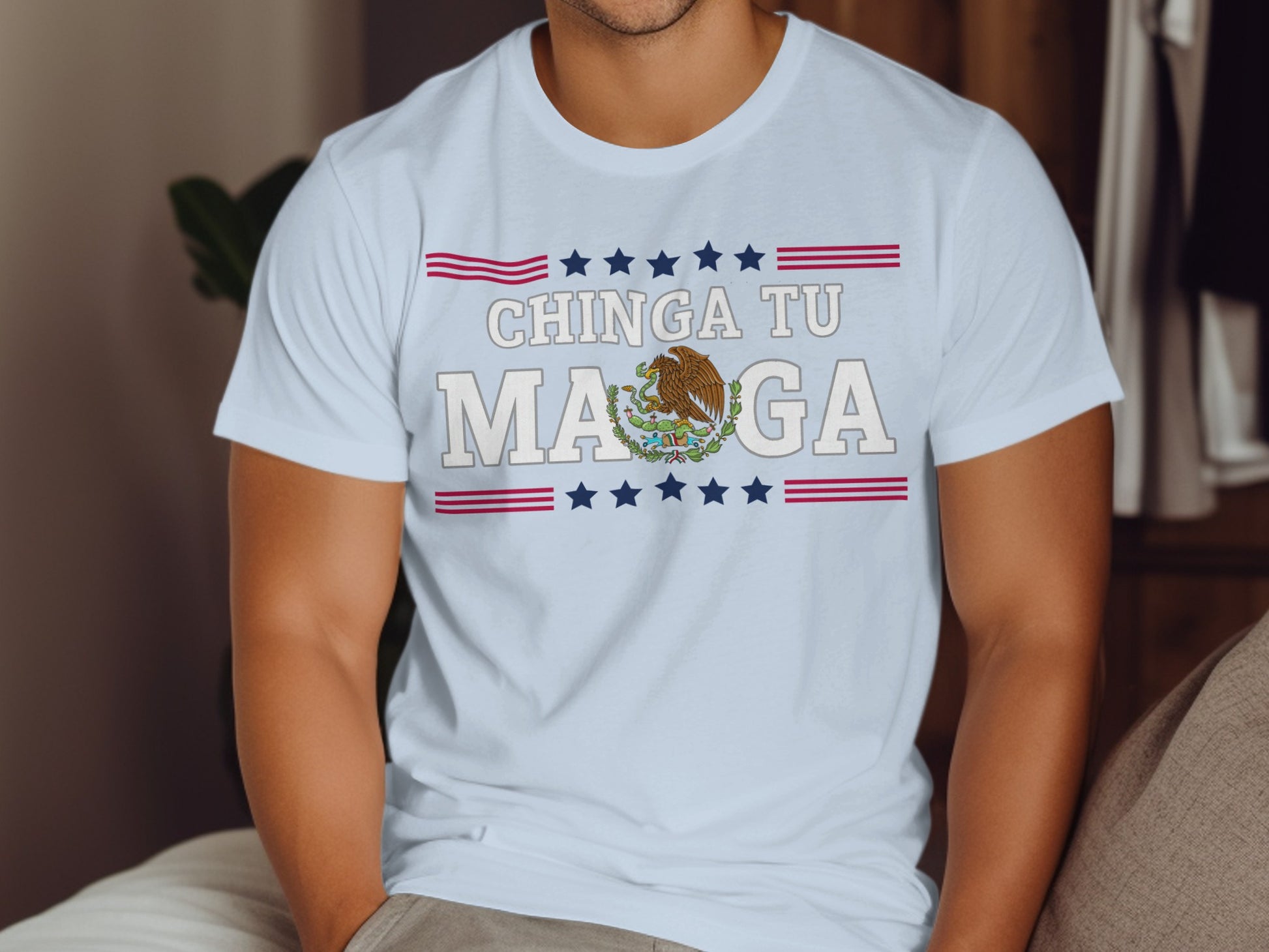Chinga Tu Maga T-shirt with Eagle and Stars Product