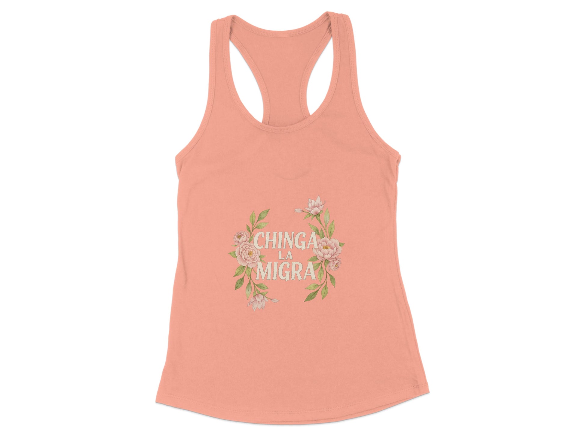 Chinga La Migra Floral Design Racerback Tank product