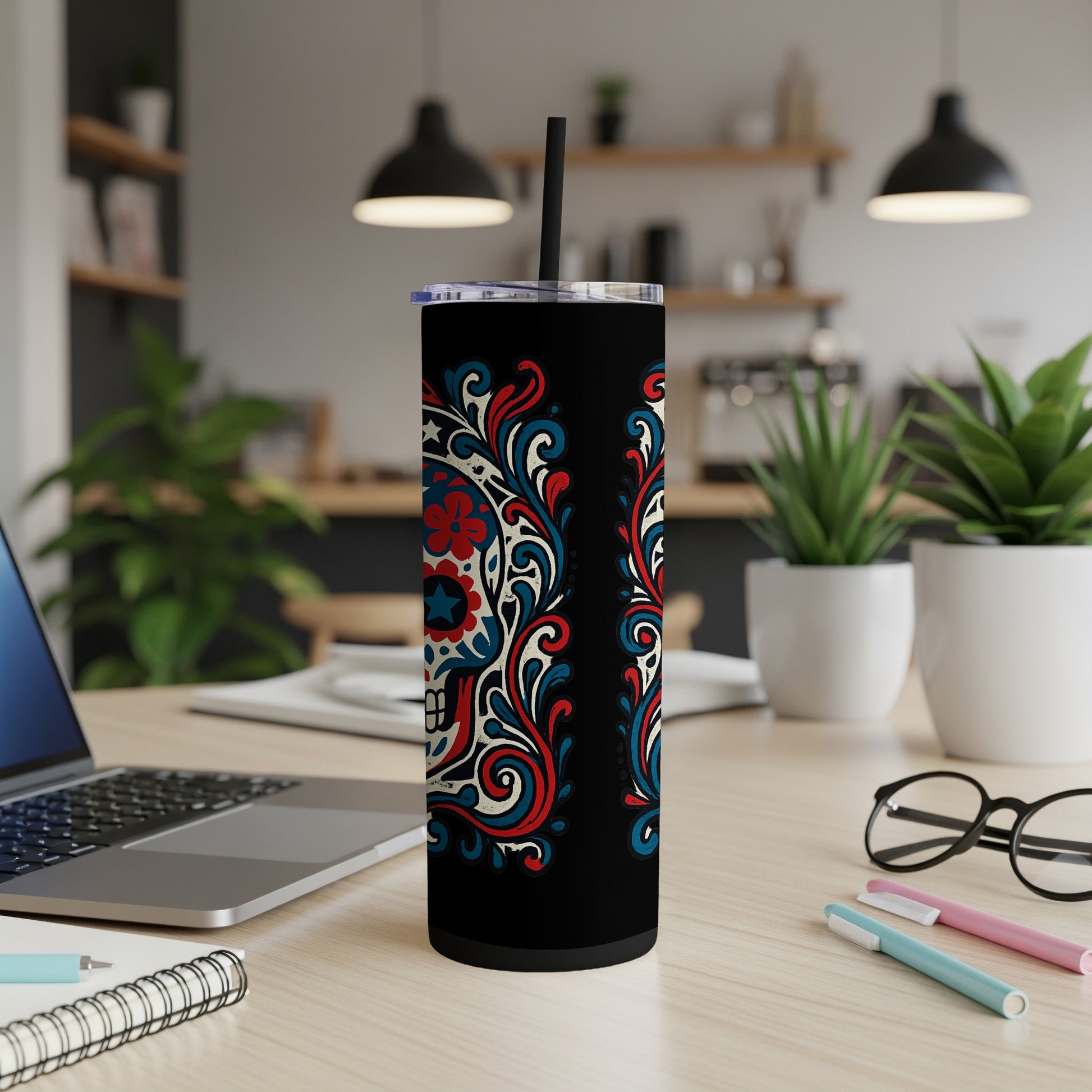 Vibrant Day of the Dead Skull Design Tumbler product type