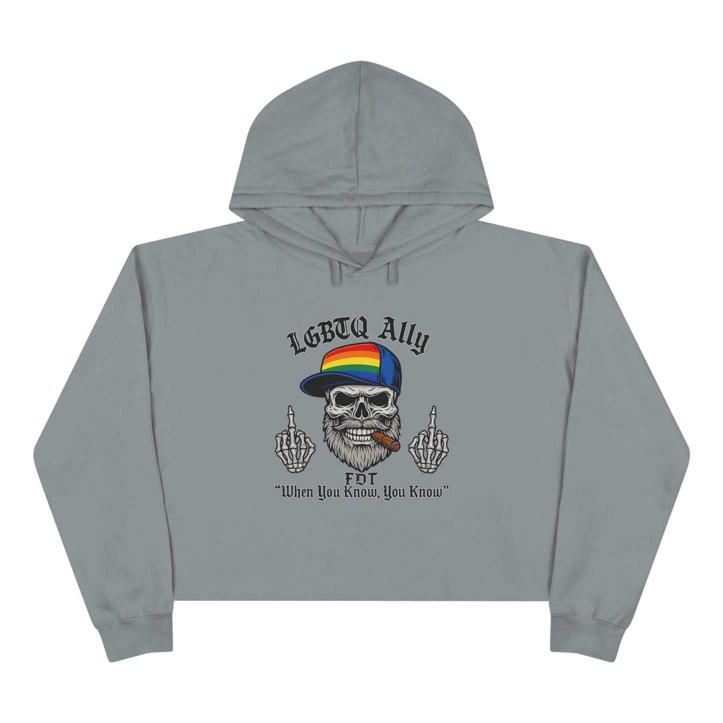 LGBTQ Pride Cat Lover's Crop Hoodie, Funny Hoodie, Gift for Cat Dads, Casual Streetwear, Cozy Hoodie for Pet Owners