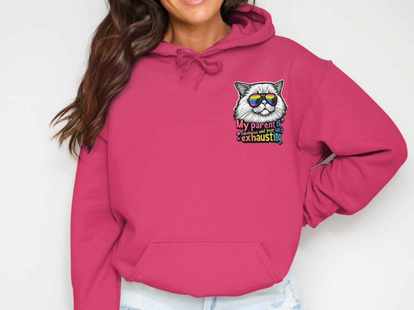 Pride Hoodie with Fabulous Rainbow Cat Quote
