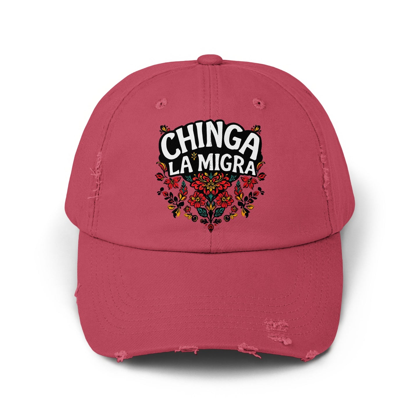 Distressed Chinga La Migra Embroidered Hat product
