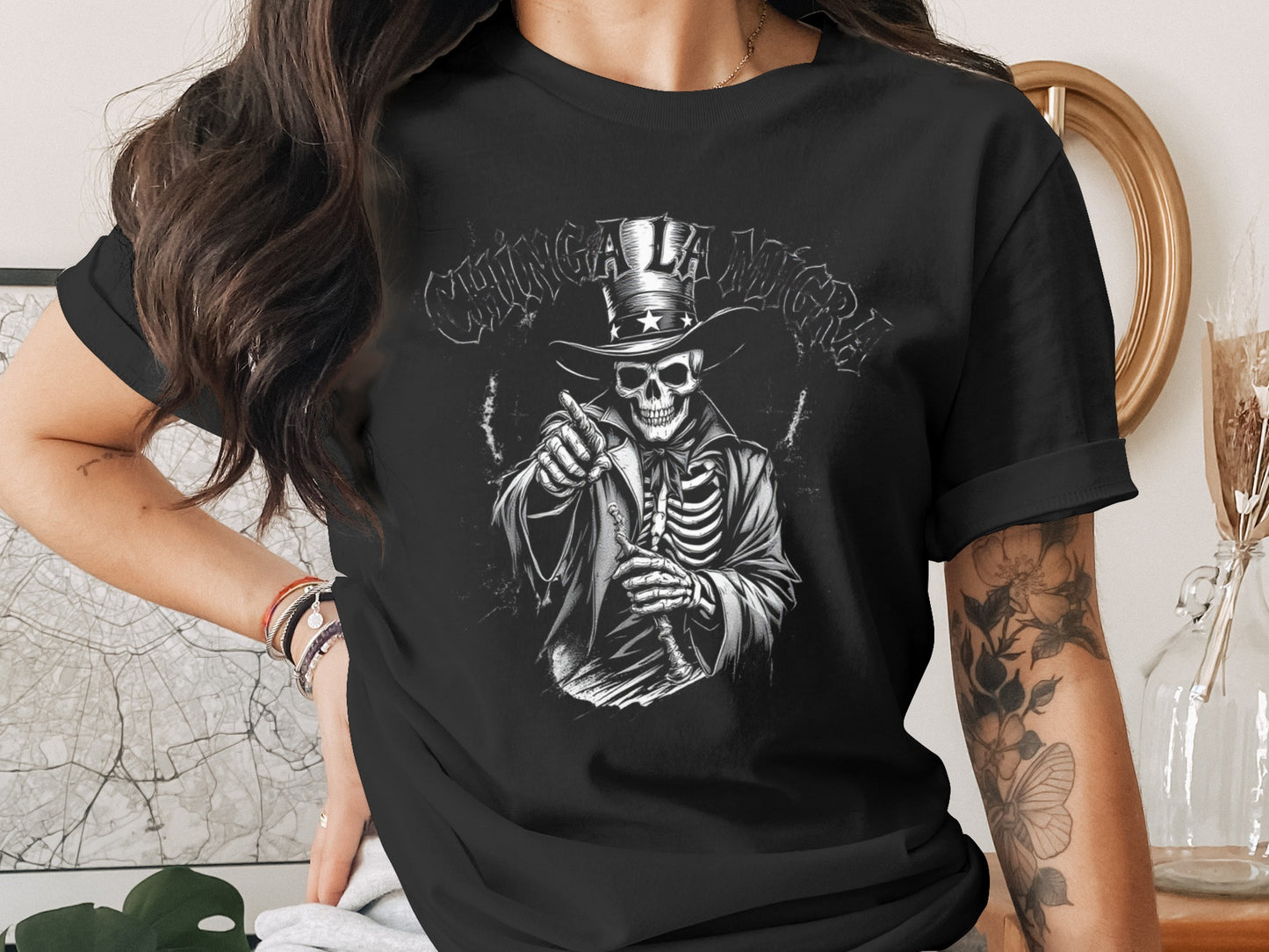 Chilling Grim Reaper Skeleton Graphic Tee product type