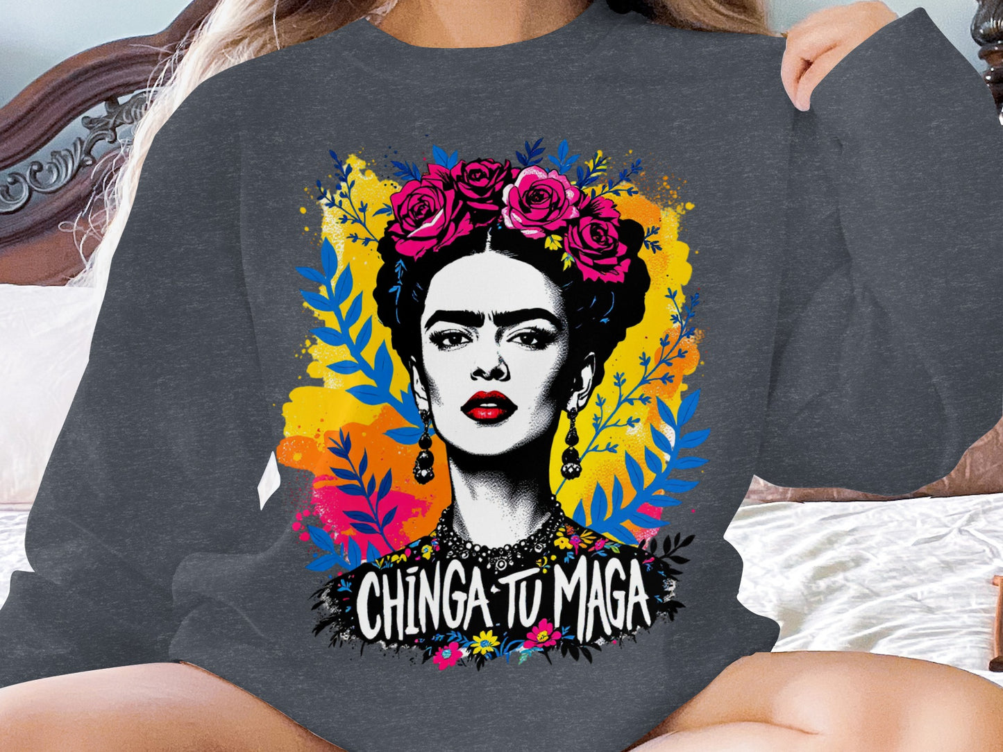 Colorful Artistic Chinga Tu Maga Graphic Sweatshirt product type