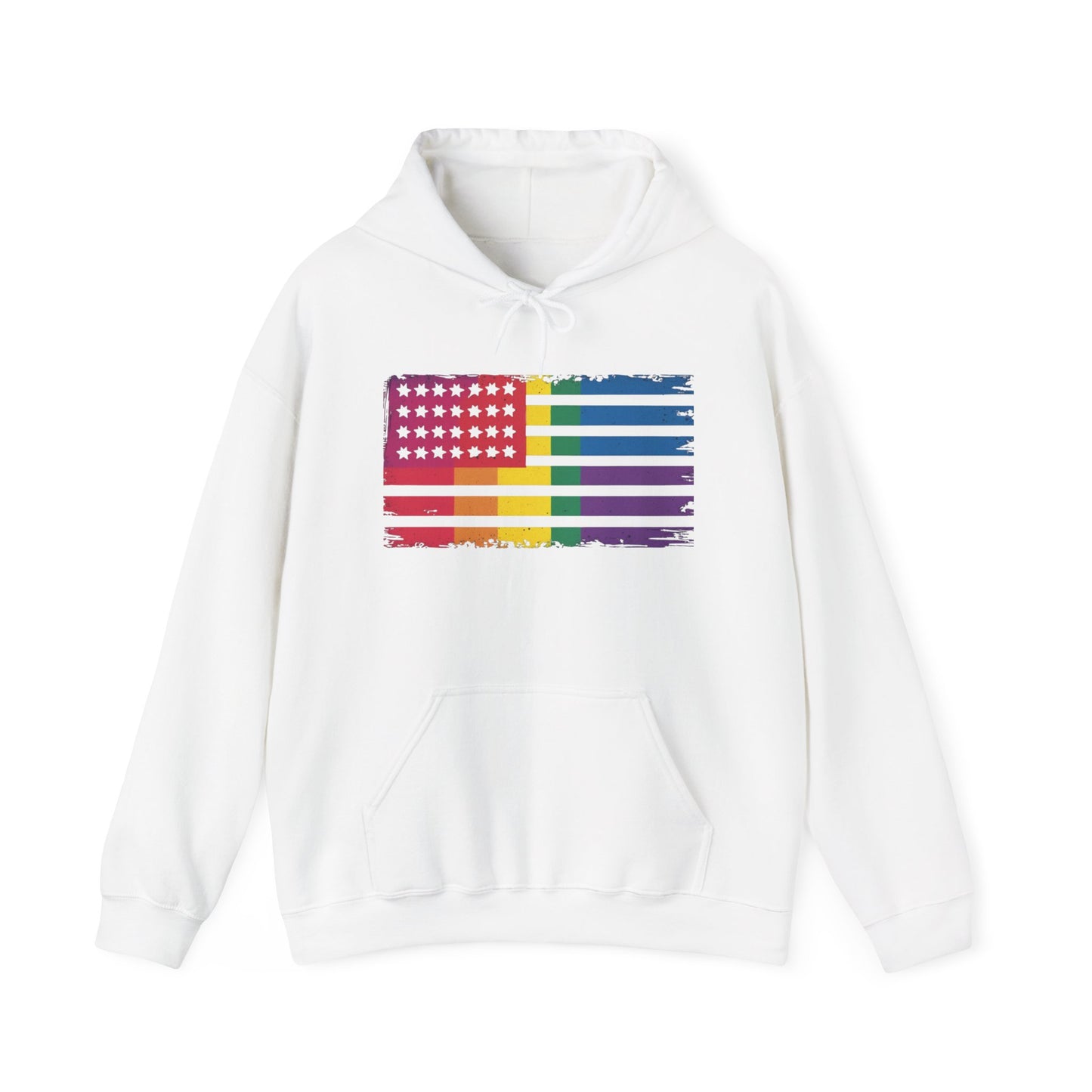 Pride American Flag Hoodie - Unisex Heavy Blend Sweatshirt