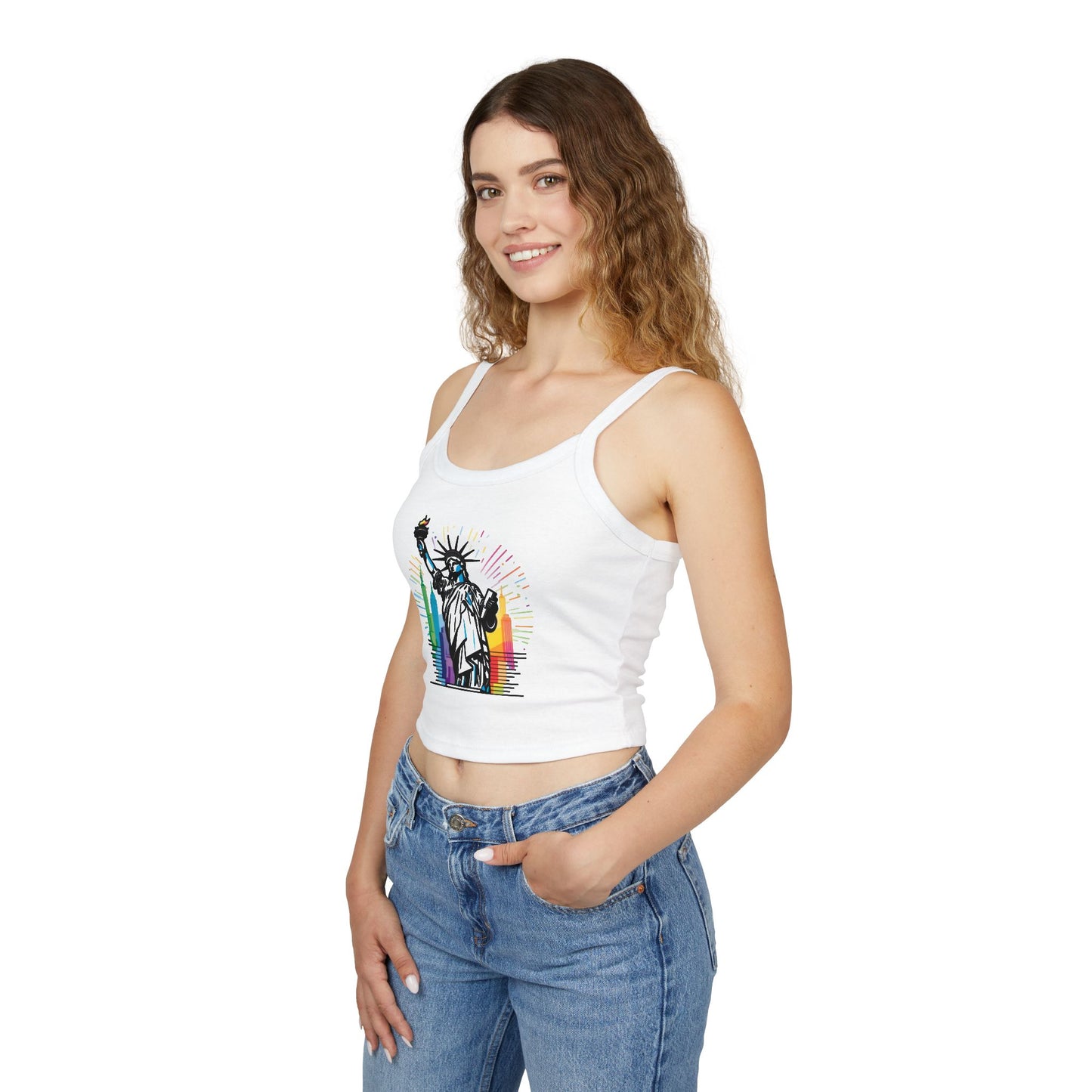 pride tank top Statue of Liberty Women's Spaghetti Strap Tank Top