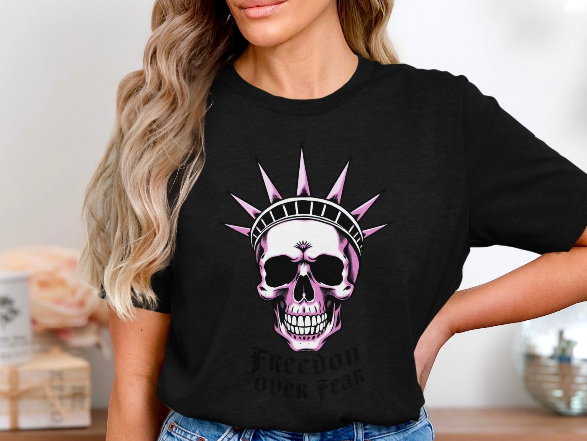 Freedom Over Fear Skull Graphic T-Shirt product type