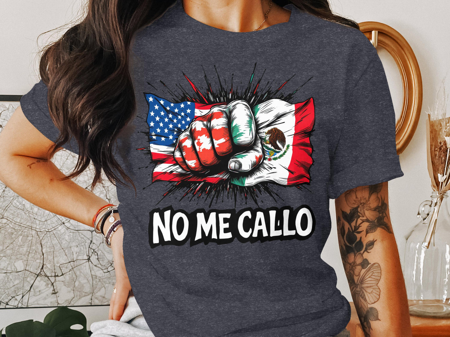 American and Mexican Fist No Me Callo T-Shirt product type