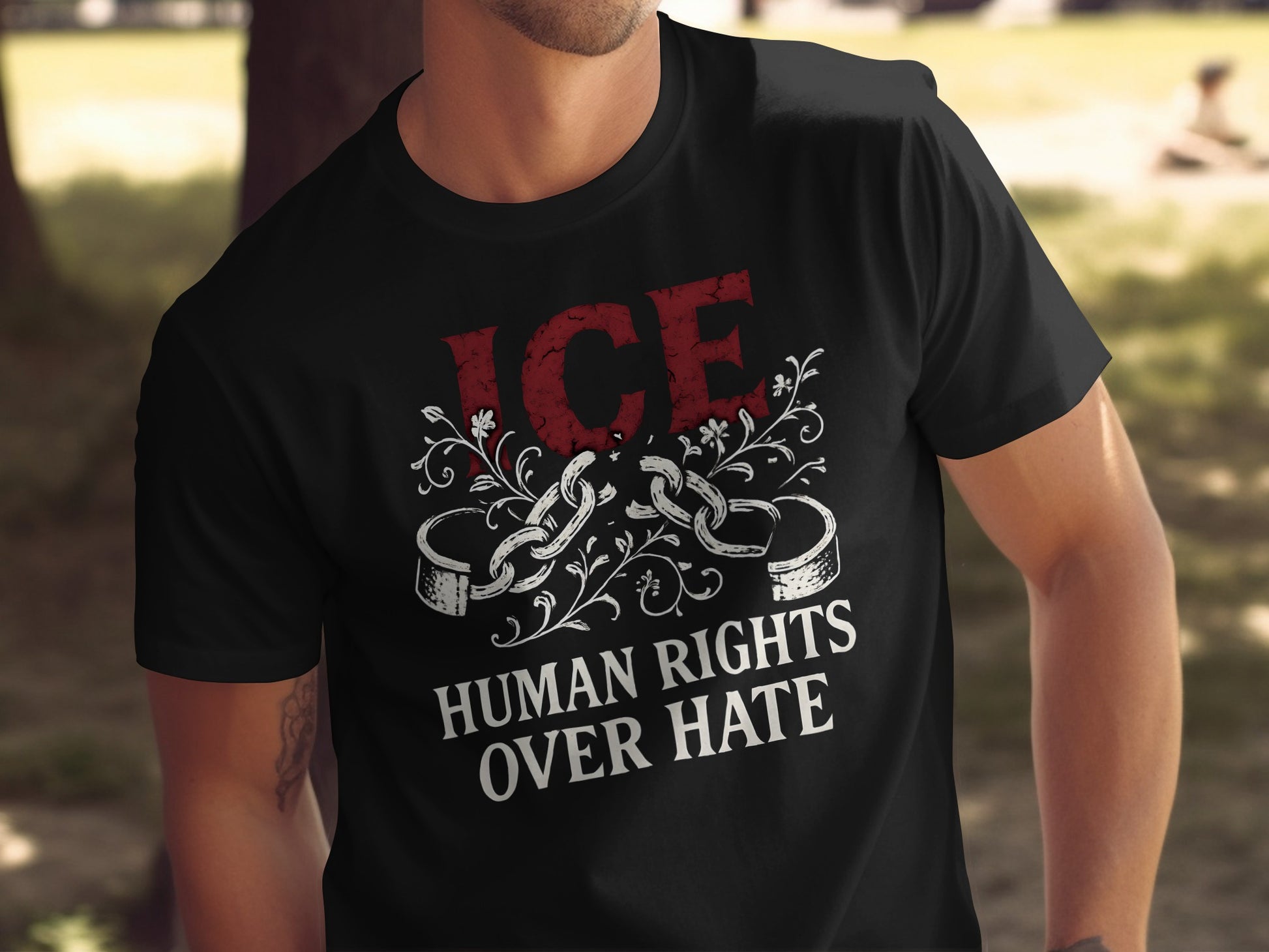 ICE Human Rights Over Hate Graphic T-Shirt product