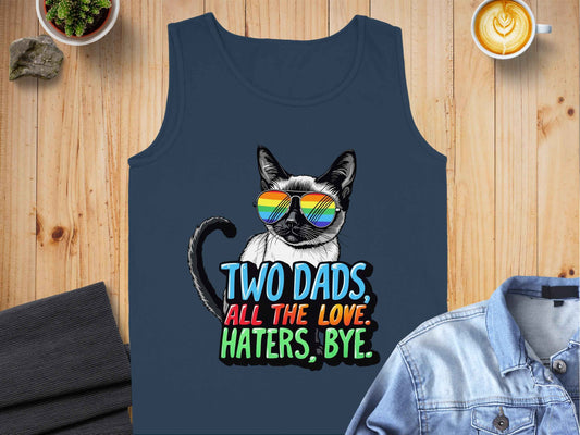 Pride Tank Top for Two Dads: All Love, Haters Bye