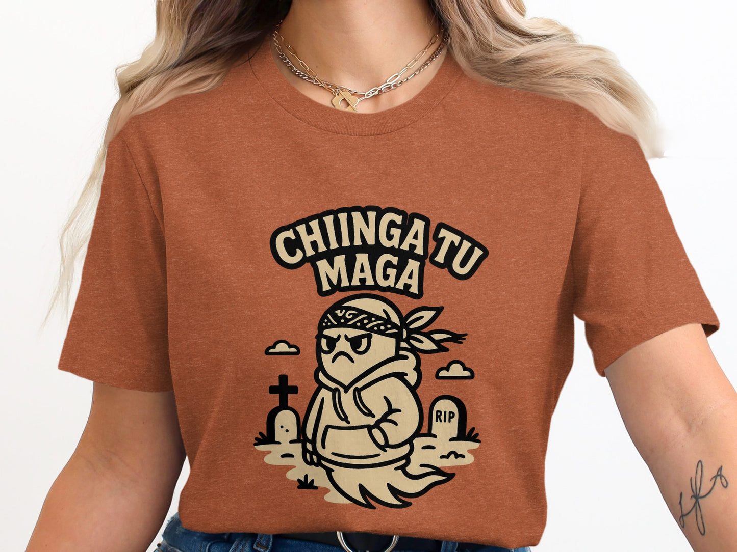 Chinga Tu Maga Ghostly Graphic Casual T-shirt product