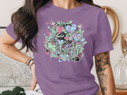 Woke AF Colorful Design with Flourishes T-shirt