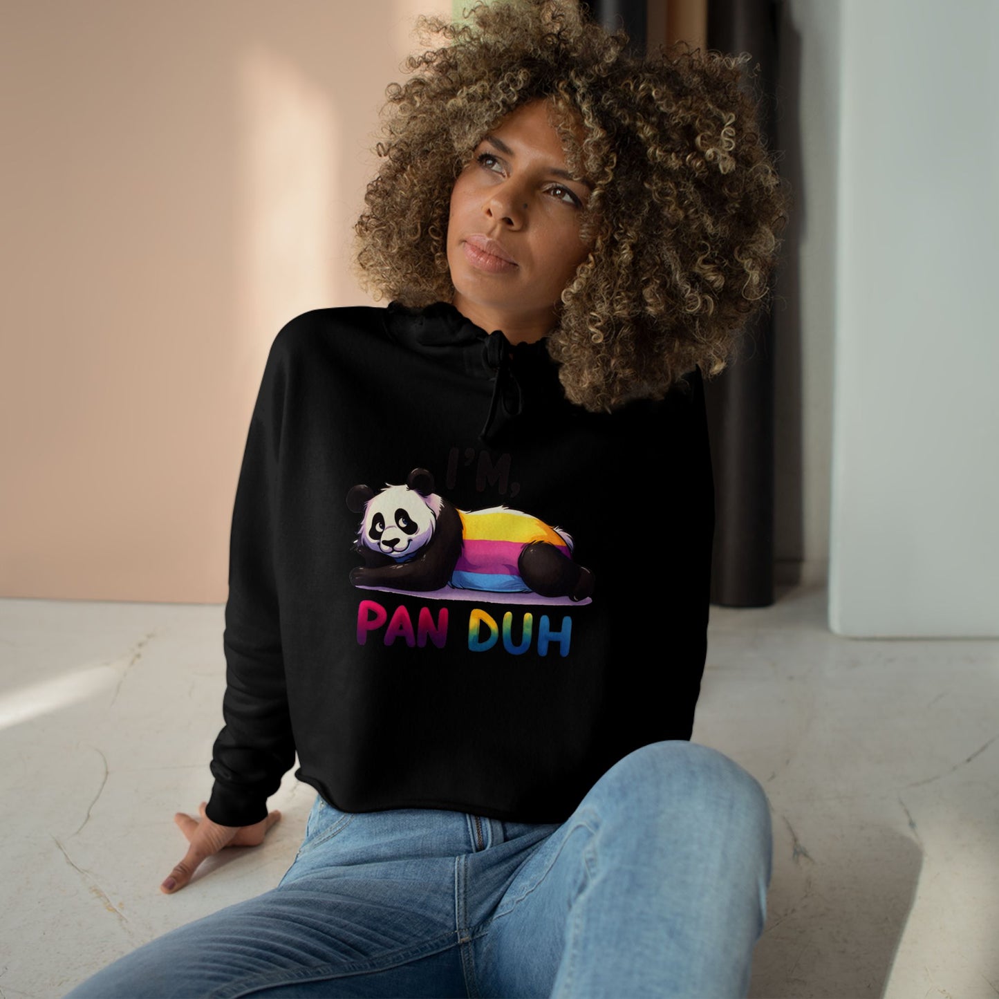 Pride Crop Hoodie Cute Panda| LGBTQ+ Apparel, Funny Sweatshirt, Casual Streetwear, Great for Gifts, Cozy Fashion