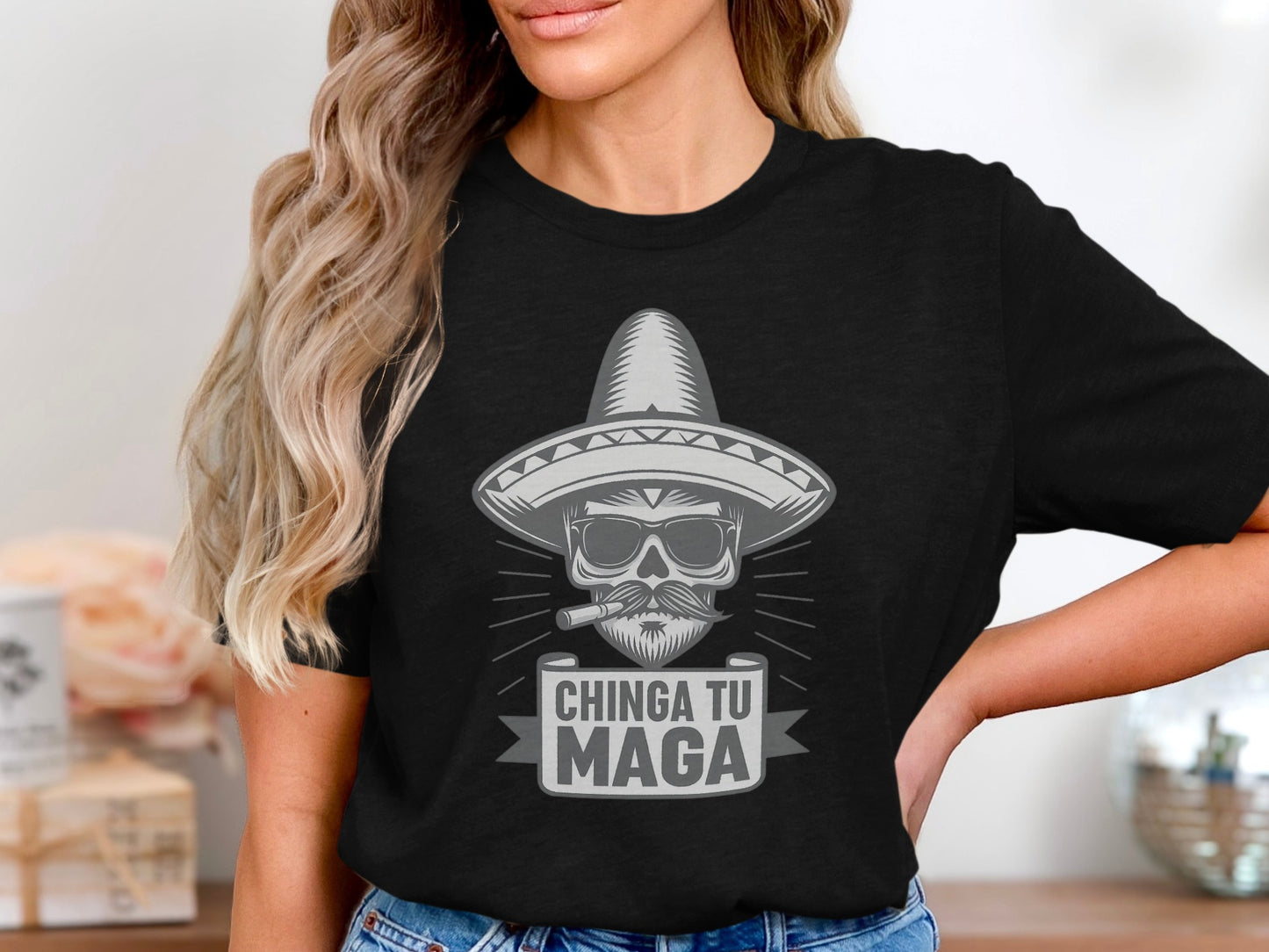Funny Chinga Tu Maga Shirt with Skull and Sombrero product type