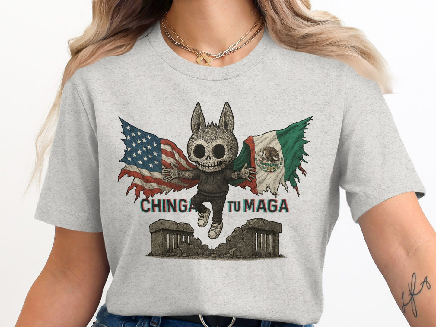 Chinga Tu Maga with US and Mexico Flags t-shirt product type