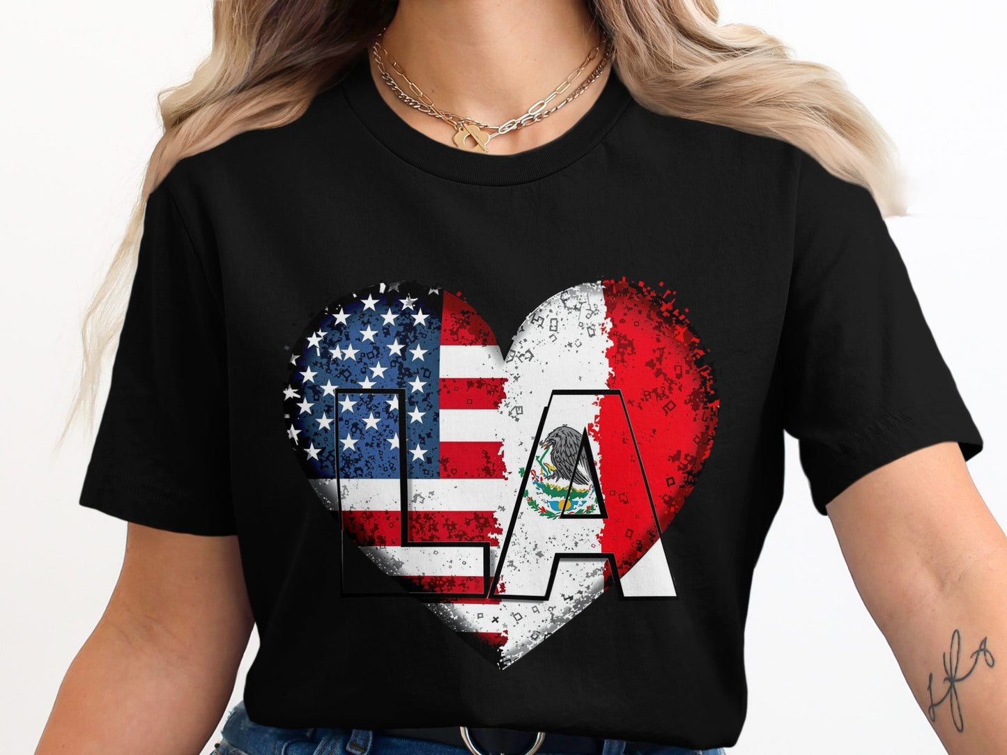 LA Heart American Flag Graphic T-Shirt product type