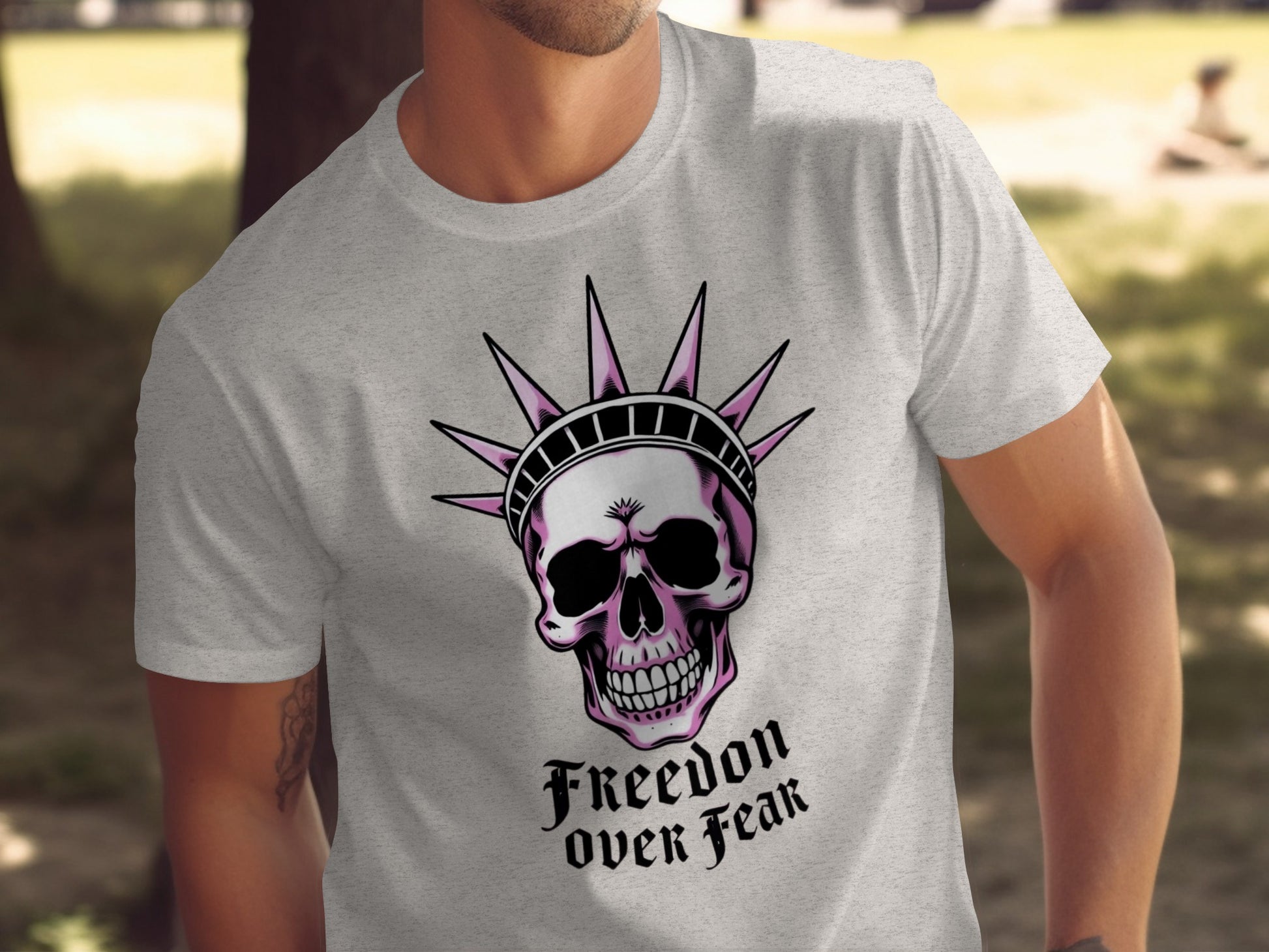 Freedom Over Fear Skull Graphic T-shirt product type