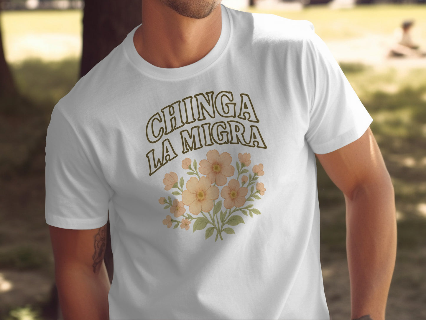 Chinga La Migra Floral Graphic Design T-Shirt product