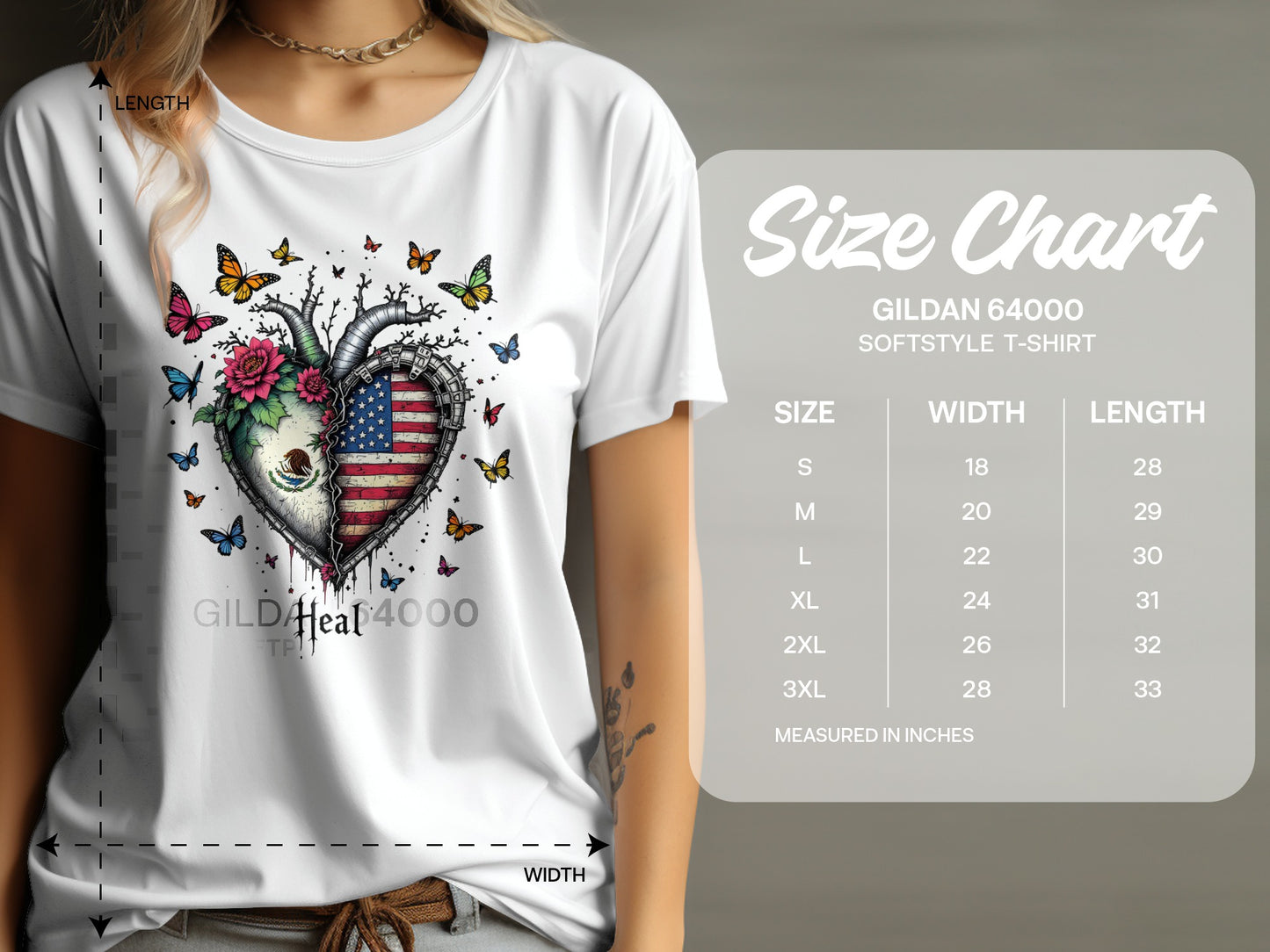 American Flag Heart with Butterflies T-shirt product type