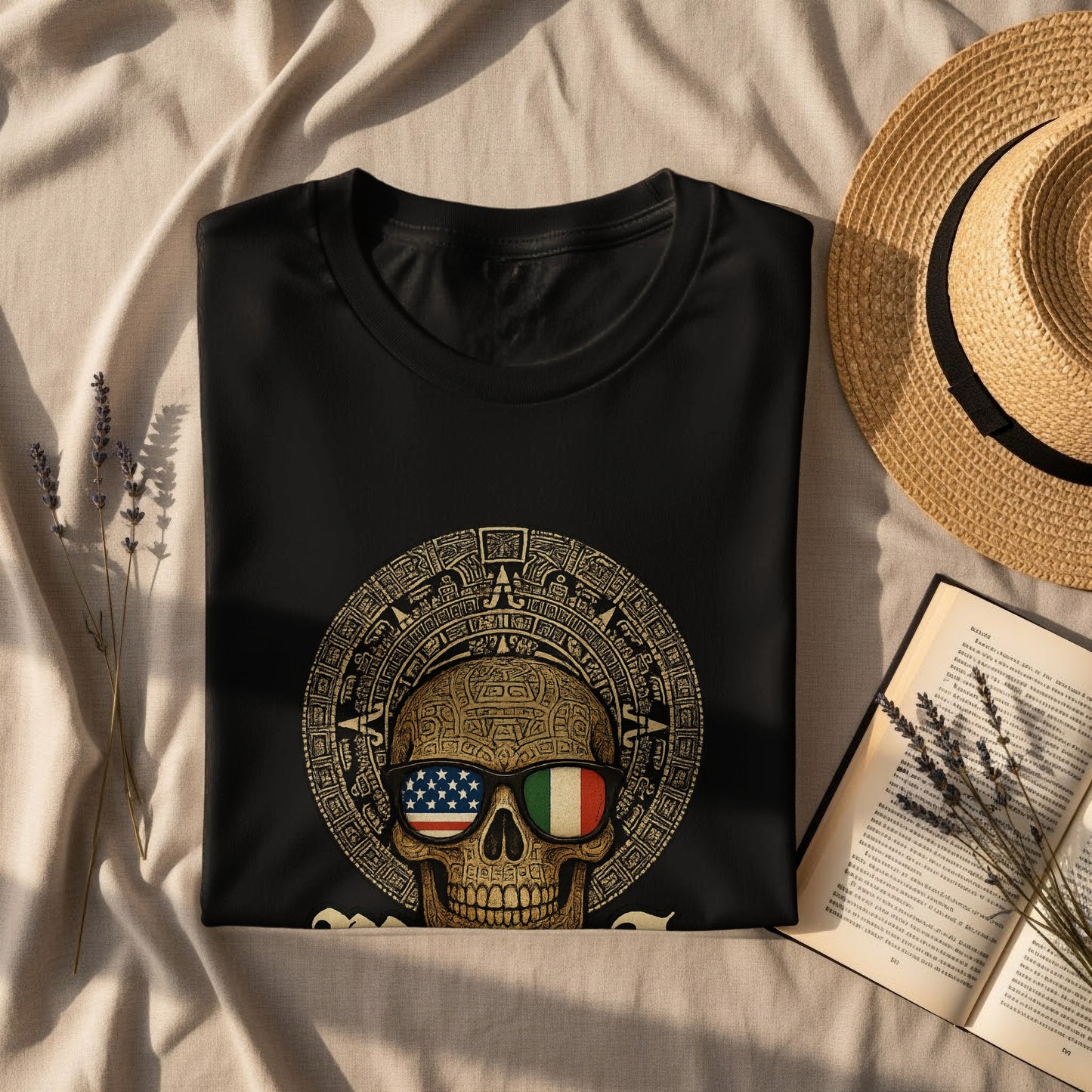 Aztec Skull T-Shirt with Flags Design product type