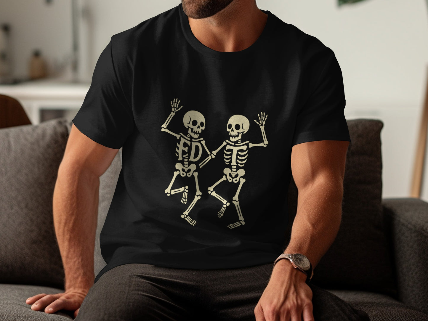 Dancing Skeletons Graphic Halloween T-Shirt product type