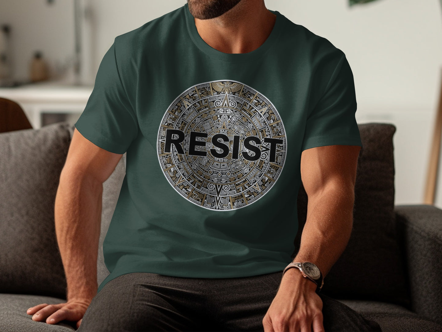 Aztec Calendar Resist Graphic T-shirt product type