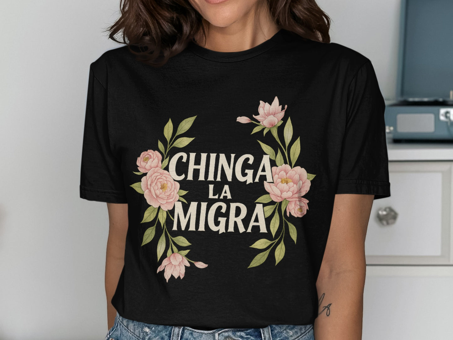 Chinga La Migra Statement Floral T-Shirt product
