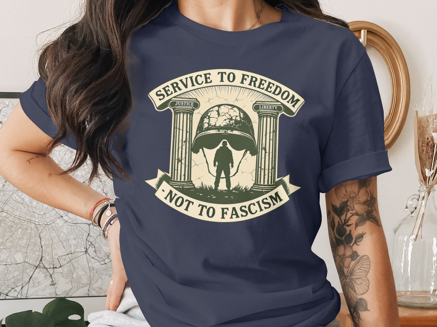 Service to Freedom Not to Fascism graphic t-shirt