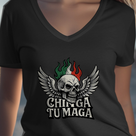 Chinga Tu Maga Skull with Wings Design Shirt Product