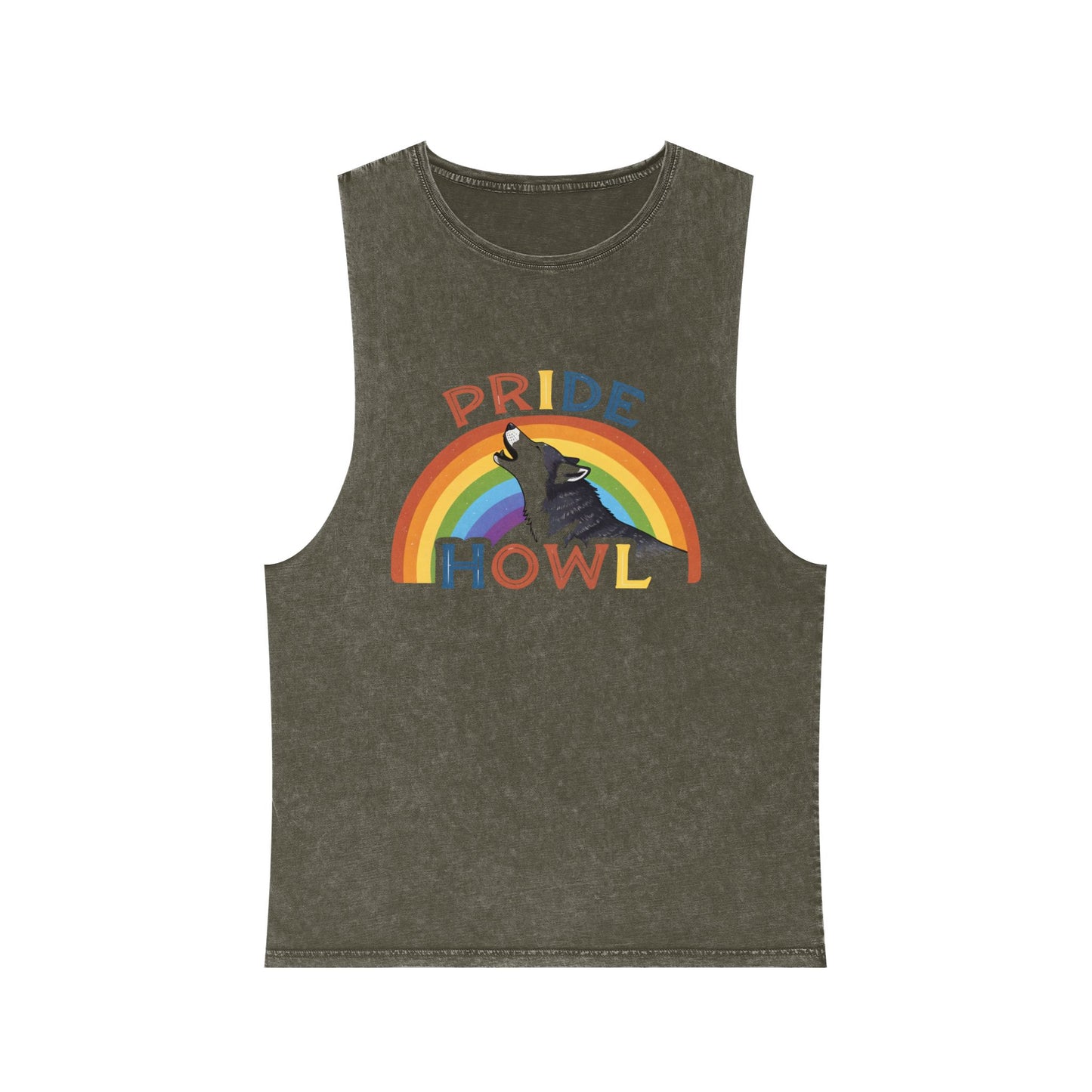 Pride Howl Stonewash Tank Top for Summer Celebrations