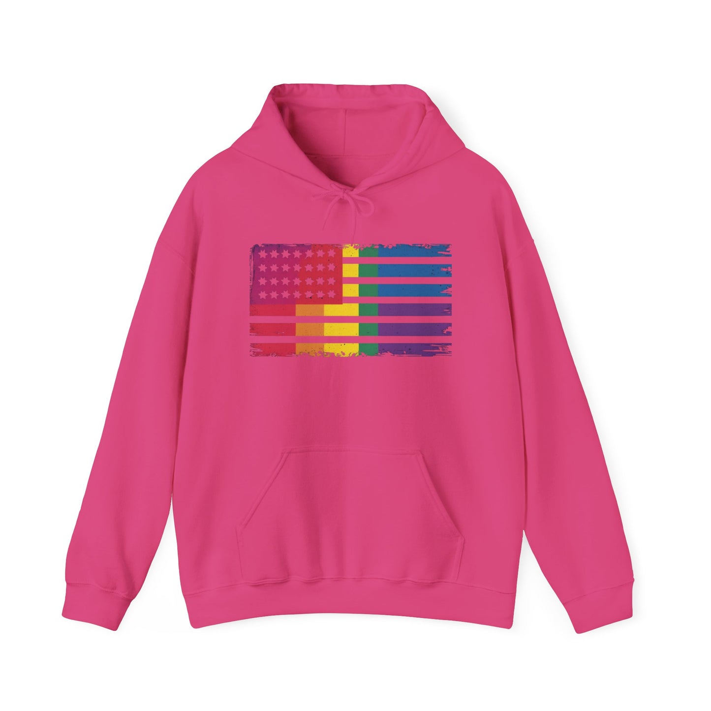 Pride American Flag Hoodie - Unisex Heavy Blend Sweatshirt
