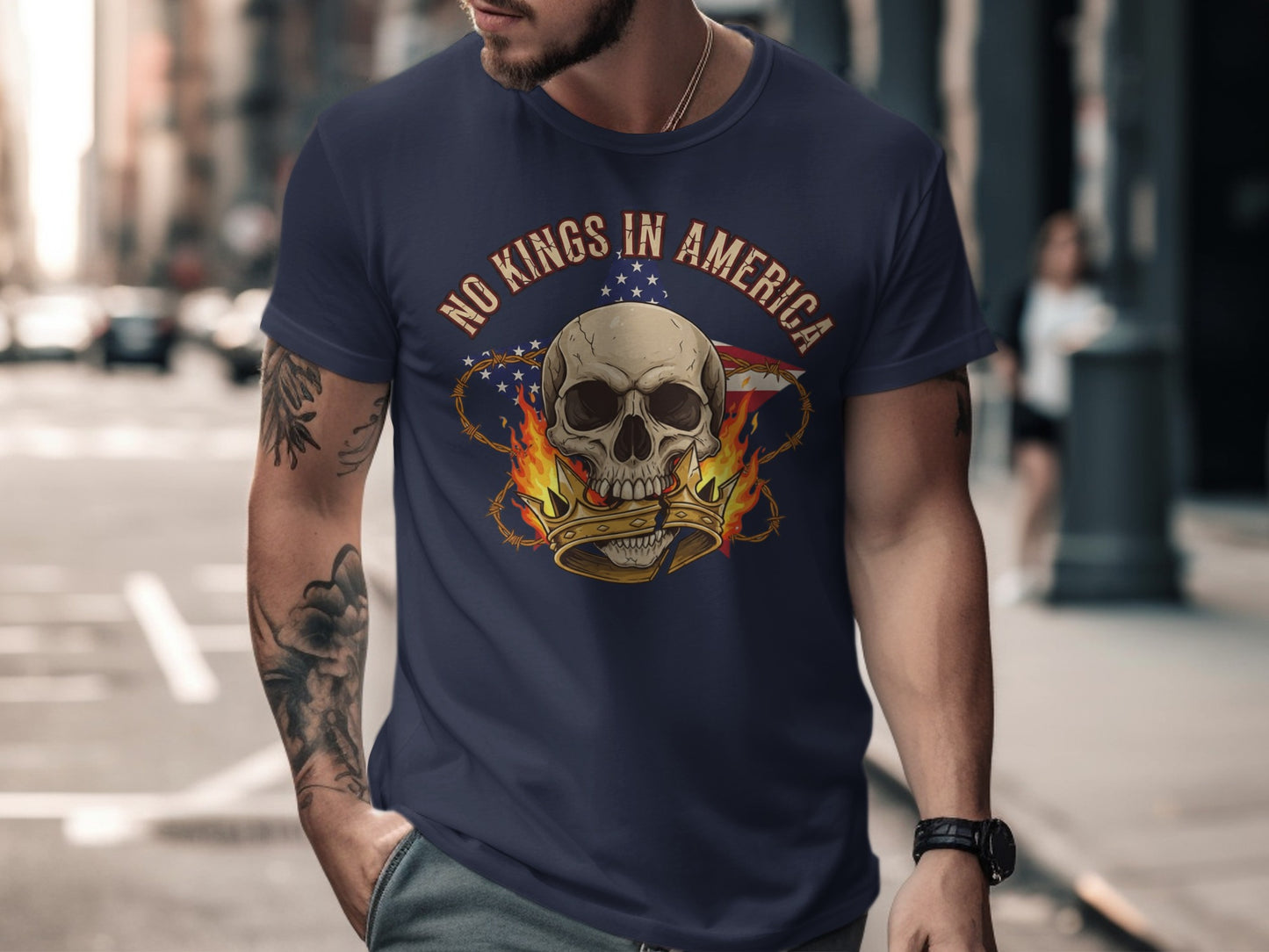 No Kings in America Skull Graphic T-shirt product