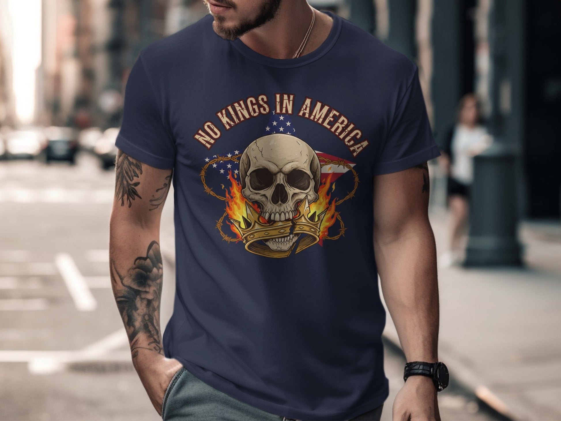 No Kings in America Skull Graphic T-shirt product