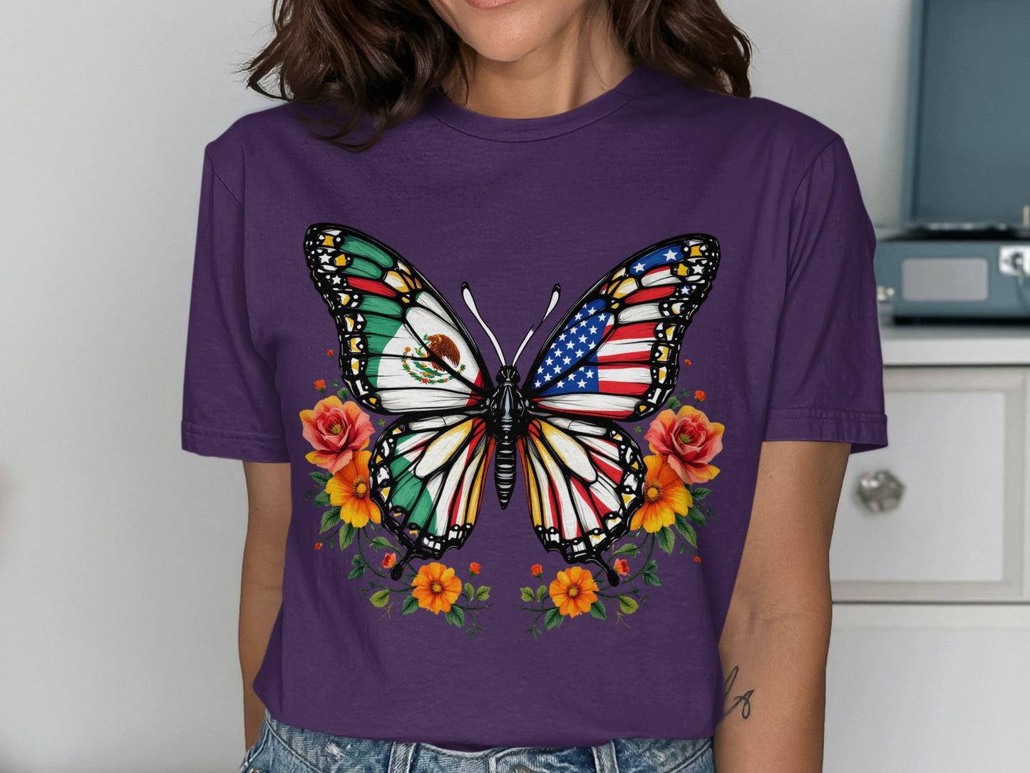 Vibrant International Butterfly Graphic Purple Shirt product