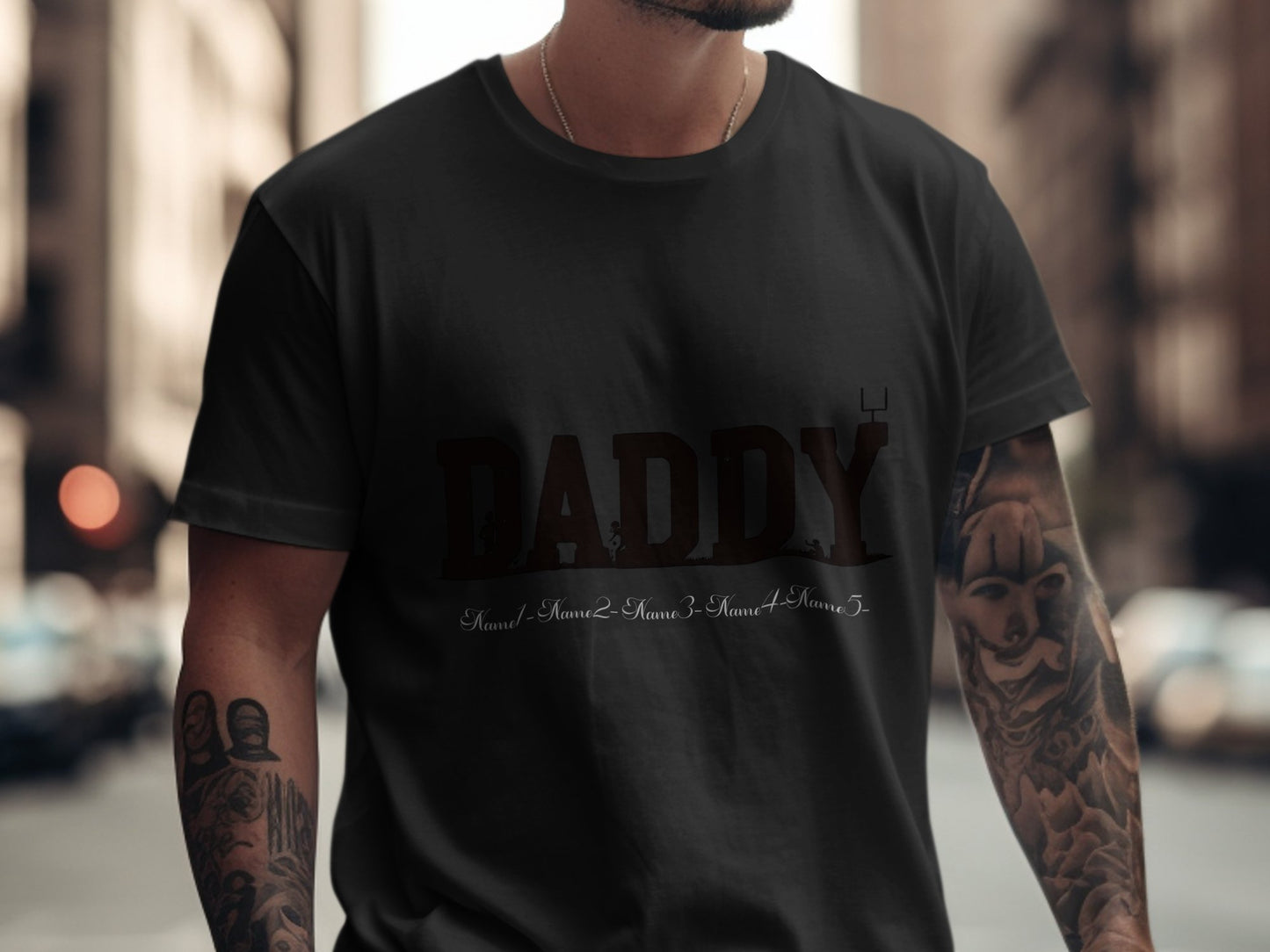 Daddy Crew Neck Tee with Unique Tattoo Designs product