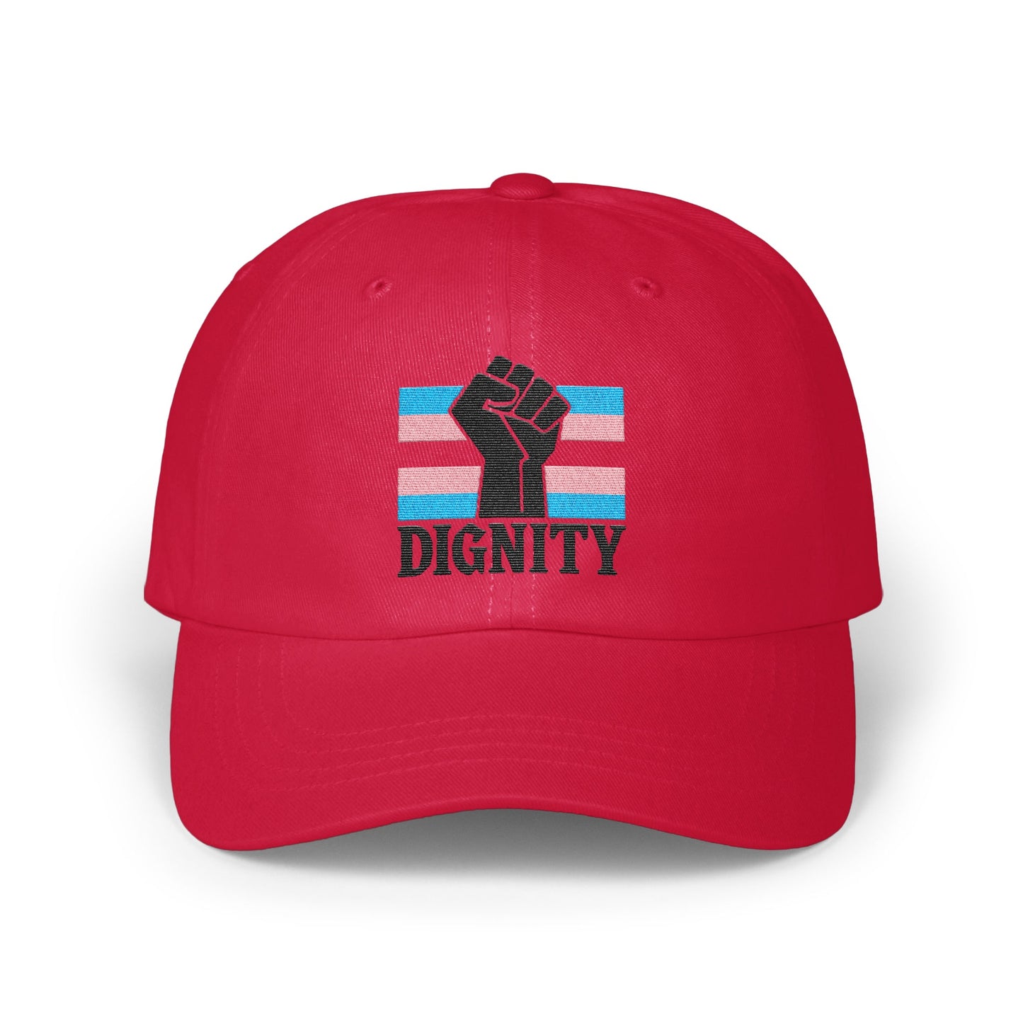 Dignity Fist Emblem on Red Hat Empowering Statement product