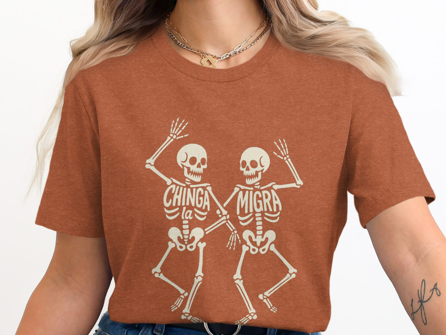 Chinga la Migra Skeletons Graphic T-shirt product