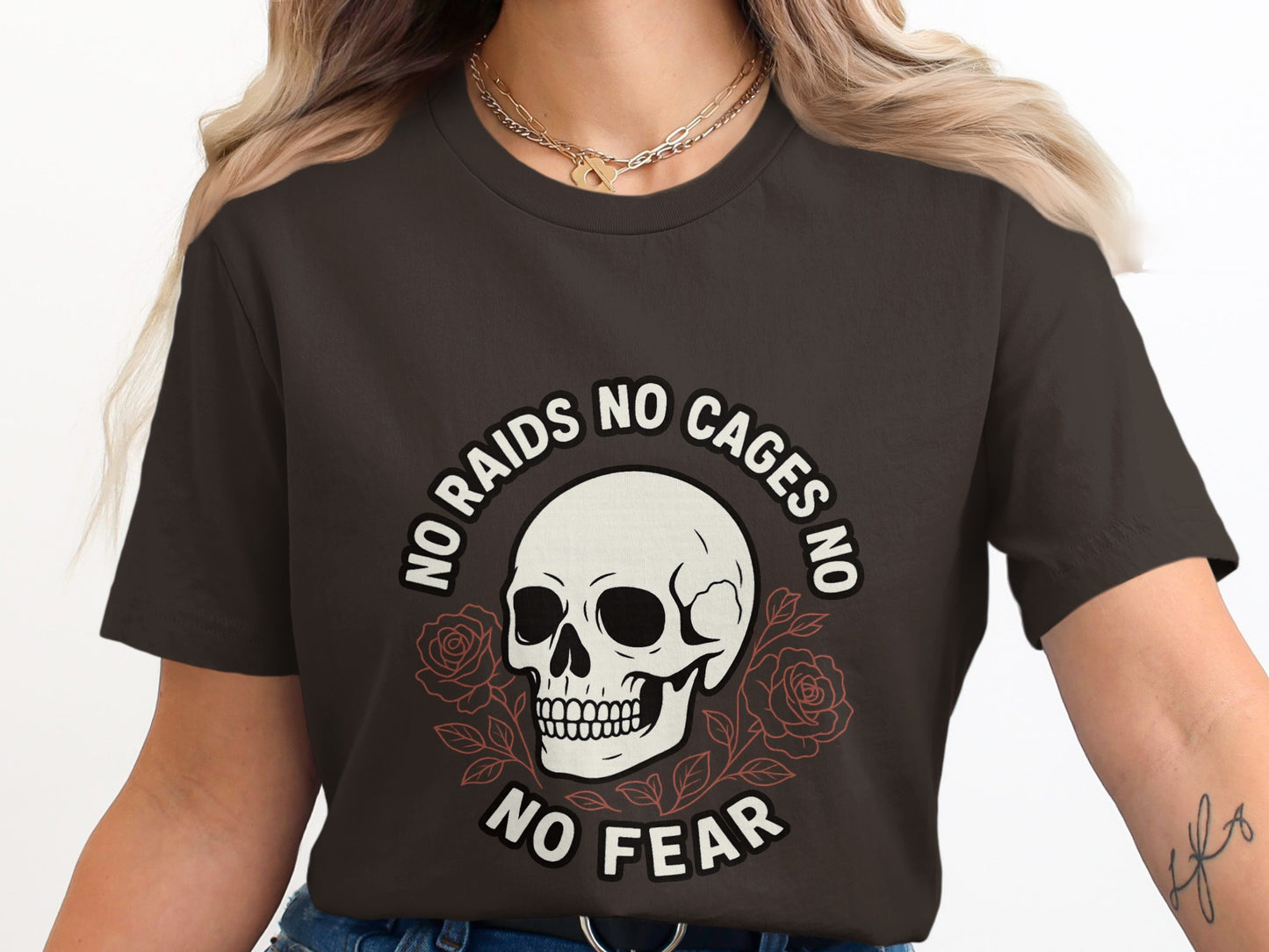 No Raids No Cages No Fear Skull Graphic T-shirt